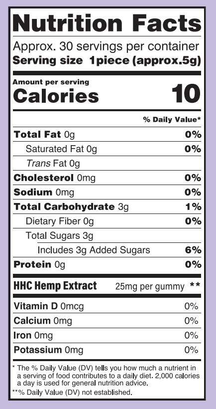 HHC 25mg Gummies 30-count Grape