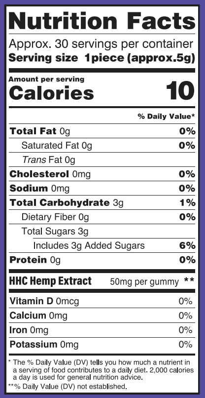 HHC 50mg Gummies 30-count Pineapple